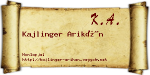 Kajlinger Arikán névjegykártya
